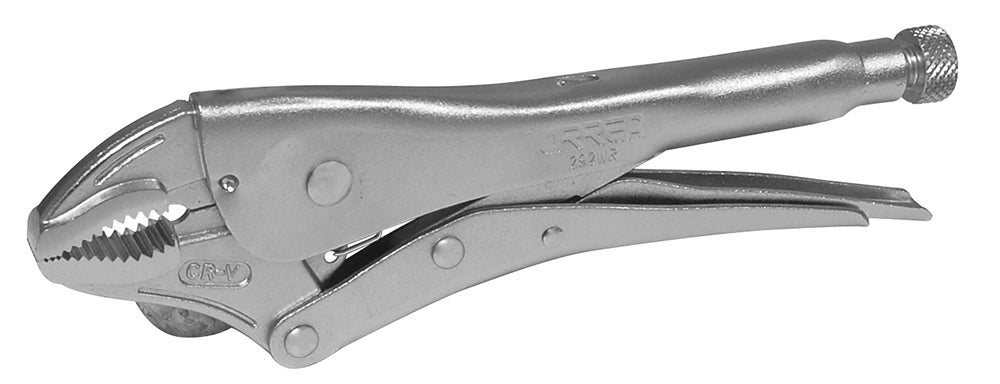 Pinza de presión quijada curva con corta alambre 10″ - URREA