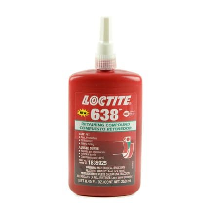 LOCTITE 638 RETAIN CMPND 250 ml RETENCIÓN, FIJACIÓN DE RODAMIENTOS, POLEAS, ENGRANAJES, ROTORES Y SUPERFICIES CILÍNDRICAS - Ferrelam