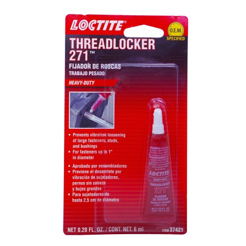 LOCTITE 271 X 6 mL BL TRABAJO, FIJADO, SELLADO DE TUERCAS, TORNILLOS, PRISIONEROS Y PARTES ROSCADAS - Ferrelam