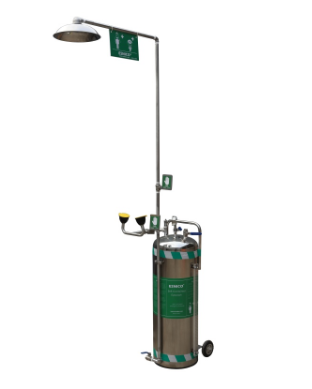 Ducha de Seguridad Autónoma Móvil con Lavaojos, Presurizada por Aire, 65L - ESW08065 - Ferrelam